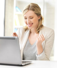 Woman reading email